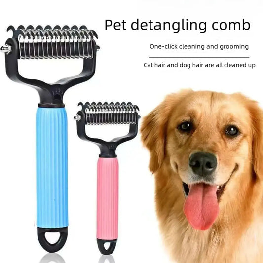 Ultimate Pet Grooming Tool: Double-Sided Stainless Steel Comb for Effortless Shedding and Tangle-Free Coats