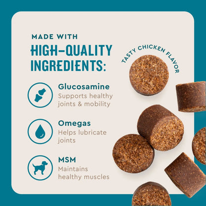 Vetiq Hip and Joint Soft Chews for Dogs - Delicious Chicken Flavor, 60 Count (3 Pack) - 7.4 Oz