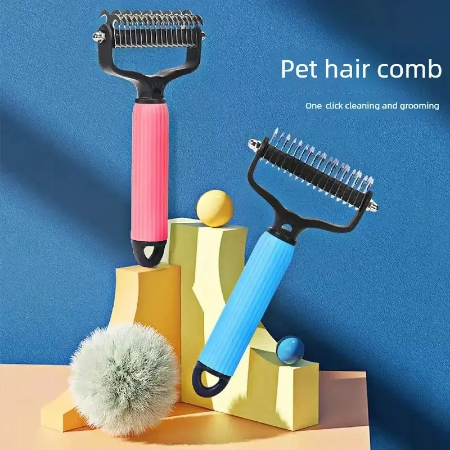 Ultimate Pet Grooming Tool: Double-Sided Stainless Steel Comb for Effortless Shedding and Tangle-Free Coats