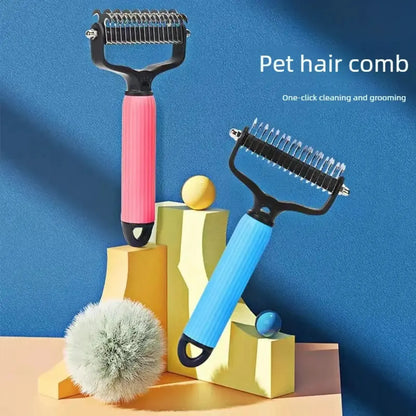 Ultimate Pet Grooming Tool: Double-Sided Stainless Steel Comb for Effortless Shedding and Tangle-Free Coats